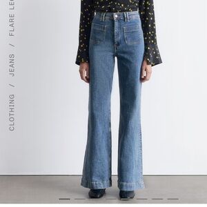 & Other Stories High Rise Flare Patch Pocket Jeans Medium Wash size 25